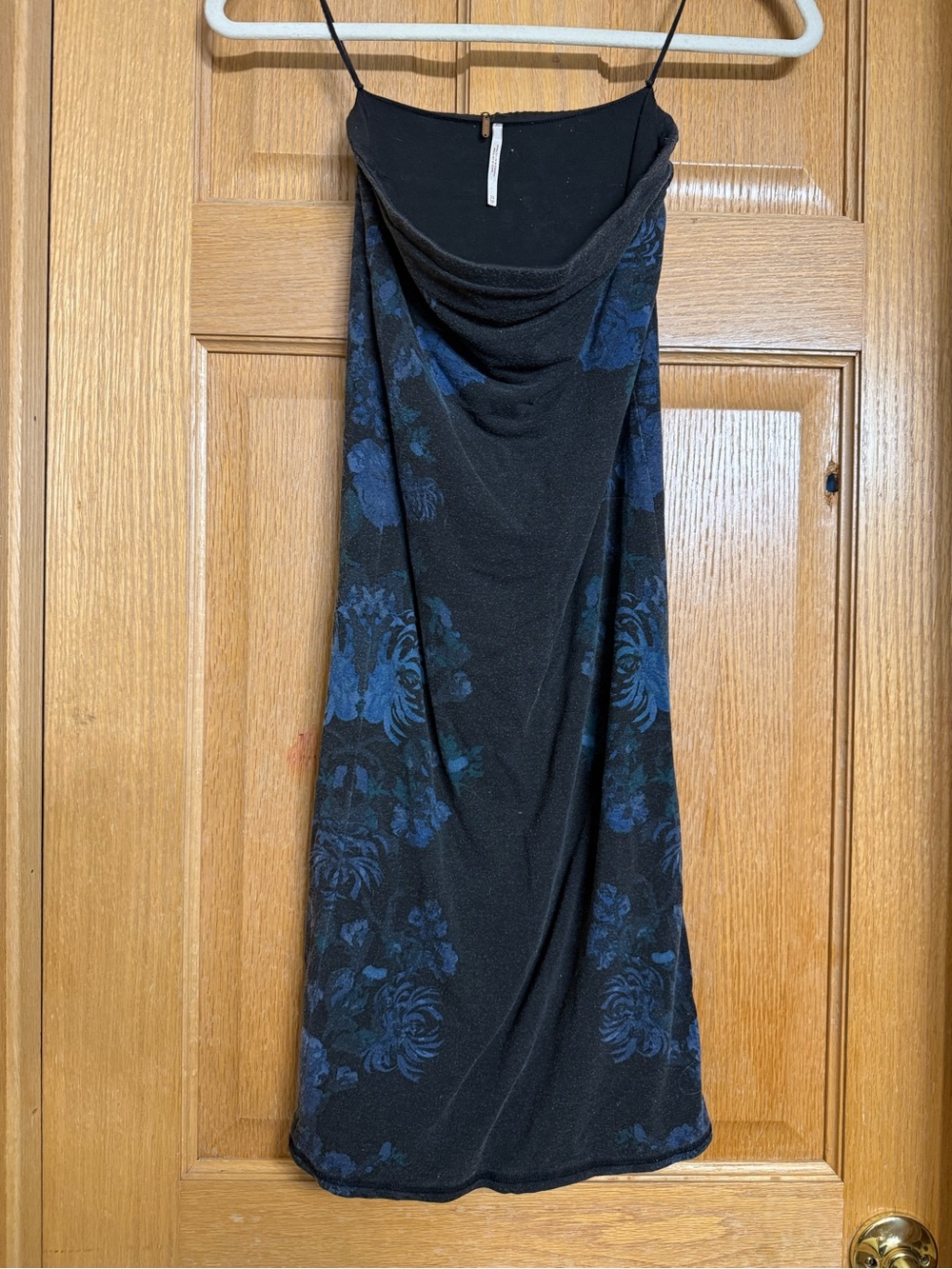 Black Slip tube Dress with Blue Floral pattern